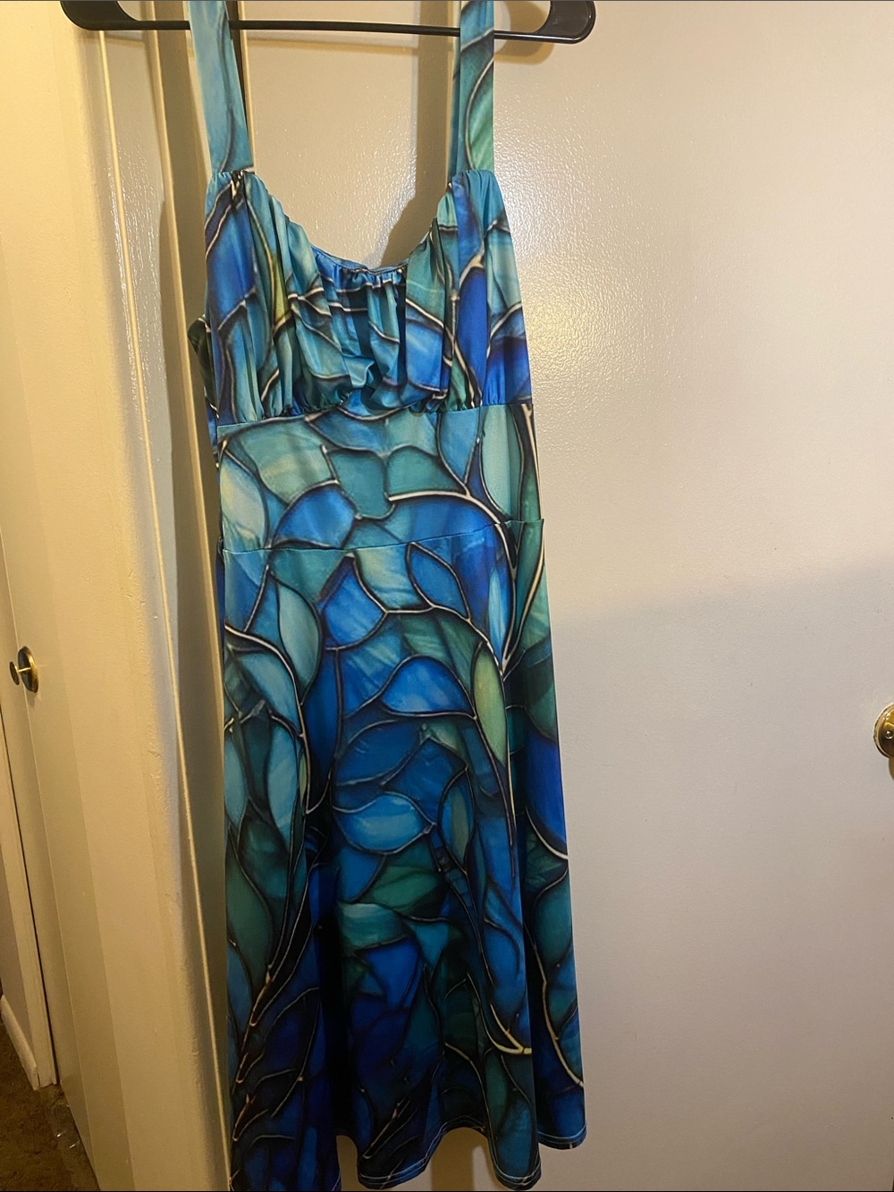 Blue Teal Floral Print Sundress - Women's Sleeveless Dress